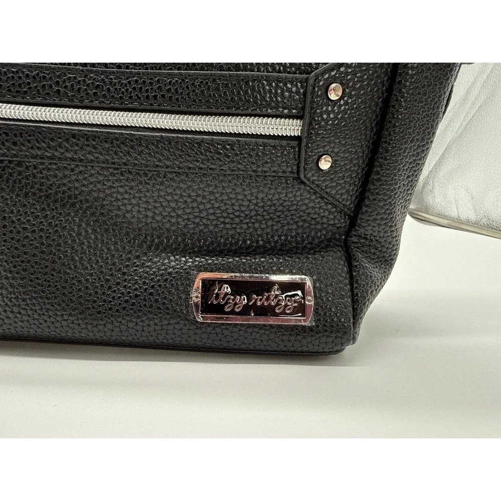 Itzy Ritzy Stroller Caddy Organizer OS Black Excellent Vegan Leather Pebbled